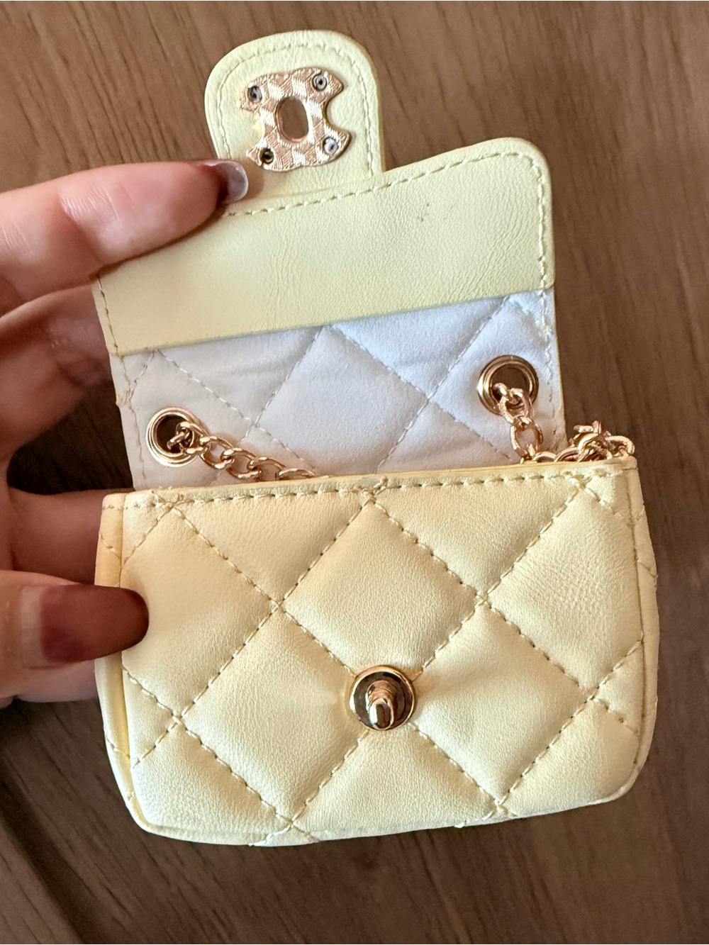 Quilted Mini Crossbody Bag in Pastel Yellow